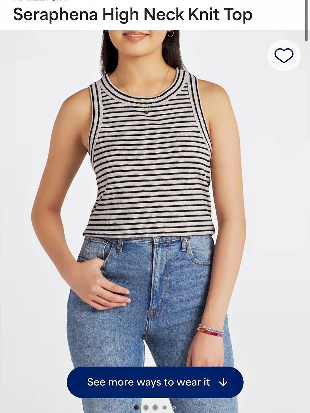 Kaileigh Seraphena High Neck Knit Top Black & Cream Small Like New